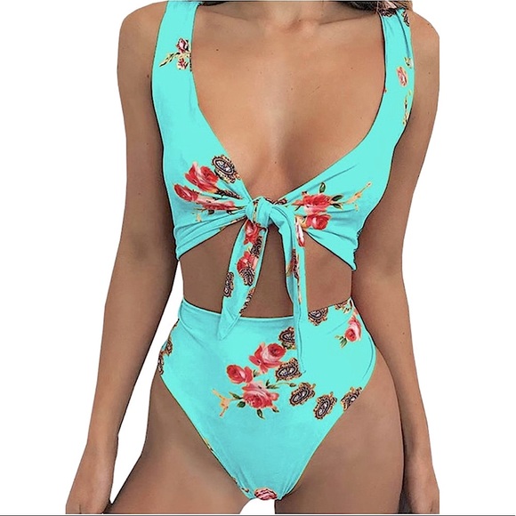 amazon Other - Floral tie knot high waisted bikini set
